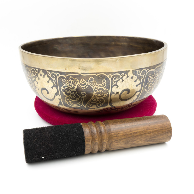 Bol tibétain gravé - note RÉ dièse - 155 hz - 1,394 kg - 23 cm