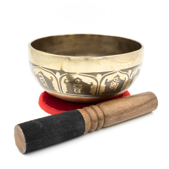 Bol tibétain GRAVÉ - note RÉ dièse - 313 hz - 610 gr - 14,8 cm