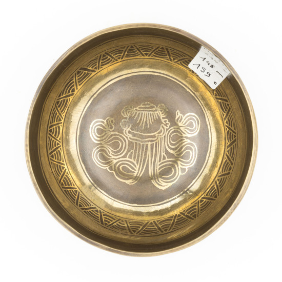 Bol tibétain GRAVÉ - note RÉ dièse - 313 hz - 610 gr - 14,8 cm