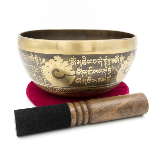 Bol tibétain GRAVÉ - note SI bémol - 232 hz - 935 gr - 18,2 cm