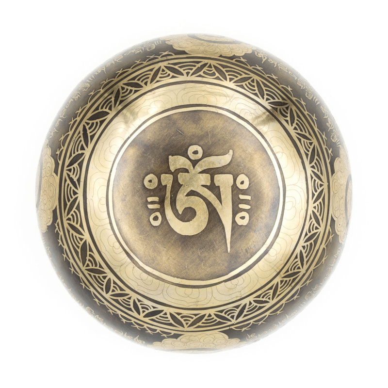 Bol tibétain GRAVÉ - note SI bémol - 237 hz - 840 gr - 16,6 cm