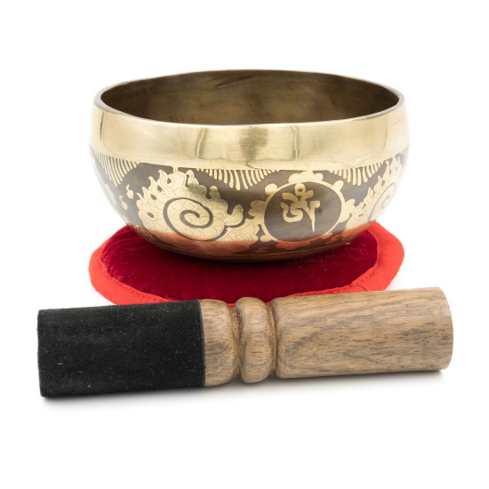 Bol chantant tibétain GRAVÉ - note SI bémol - 460 hz - 386 gr - 12 cm
