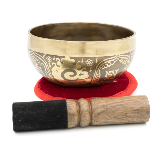 Bol tibétain GRAVÉ - note SI bémol - 464 hz - 441 gr - 12,5 cm
