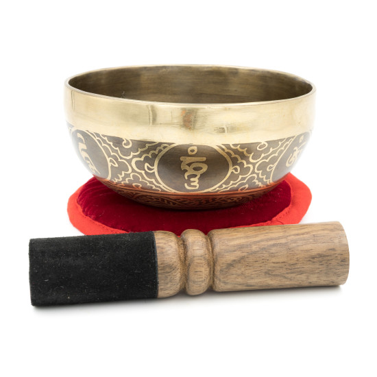 Bol tibétain GRAVÉ - note SI bémol - 466 hz - 462 gr - 12,3 cm