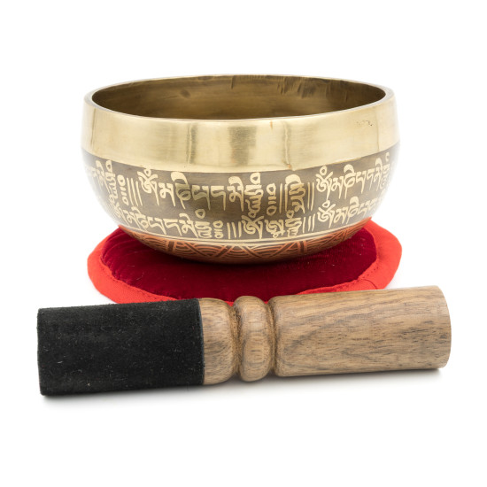 Bol tibétain GRAVÉ - note SI bémol - 477 hz - 358 gr - 11,7 cm