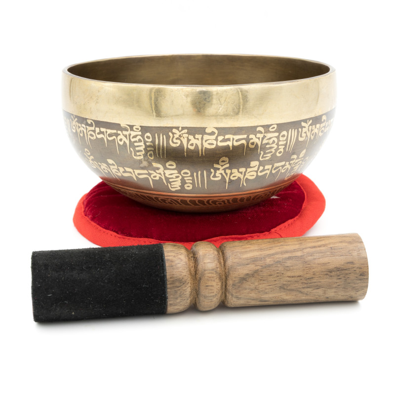 Bol chantant tibétain GRAVÉ - note SOL dièse - 420 hz - 503 gr - 13 cm