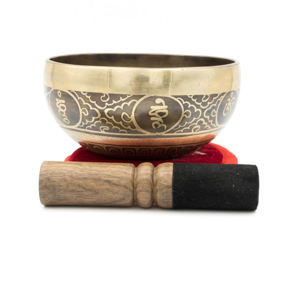 Bol chantant tibétain GRAVÉ - note SOL - 391 hz - 547 gr - 13,8 cm