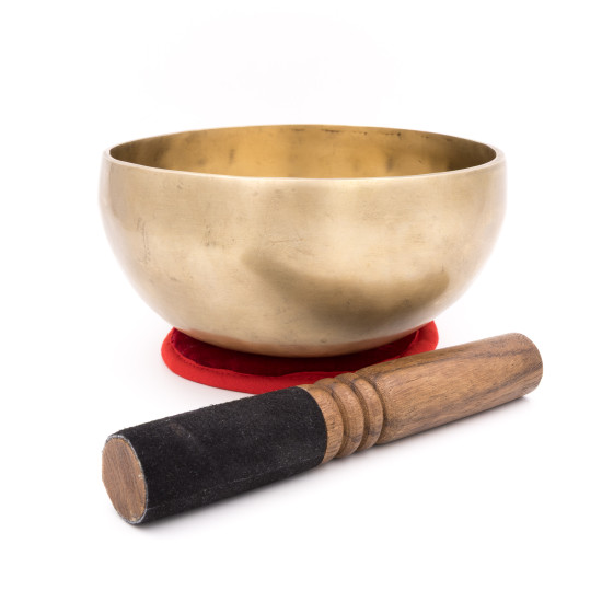 Bol chantant tibétain NATUREL - note RÉ - 287 hz - 865 gr - 17,7 cm