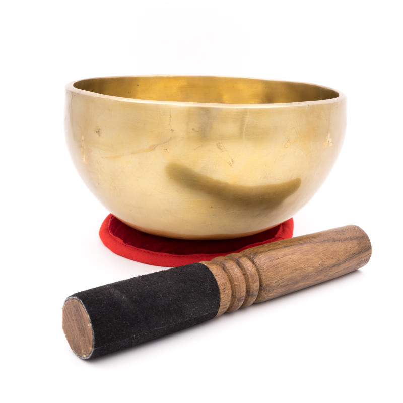 Bol chantant tibétain NATUREL - note RÉ - 289 hz - 923 gr - 16,9 cm
