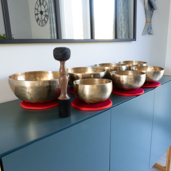 Set de bols tibétains 7 chakras NATUREL n° 4 - 9,132 kg