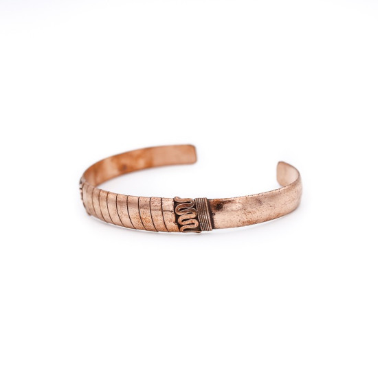 Bracelet manchette en cuivre à motif de serpent fait main
