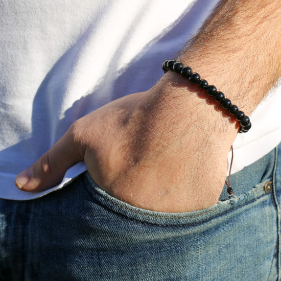 Bracelet mâlâ de prières en perles noires de 6 mm