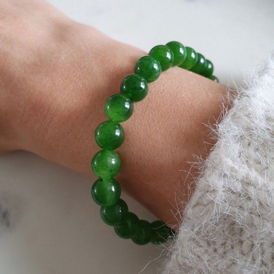 Bracelet jade vert - perles en pierres de 8mm