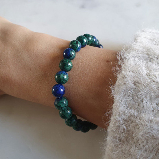 Bracelet azurite - perles en pierres de 8mm