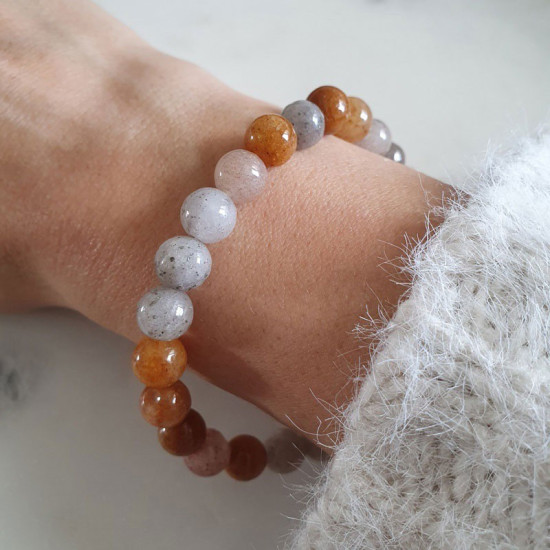 Bracelet agate multicolore - perles en pierres de 8mm