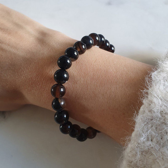 Bracelet onyx noir - perles en pierres de 8mm