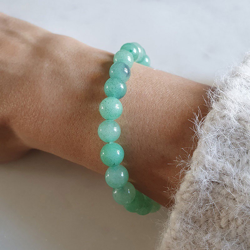 Bracelet de perles en pierre aventurine verte de 8 mm