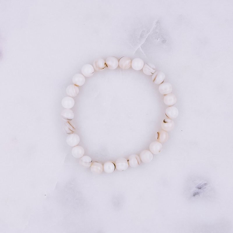 Bracelet coquillage blanc - bracelet perle blanche