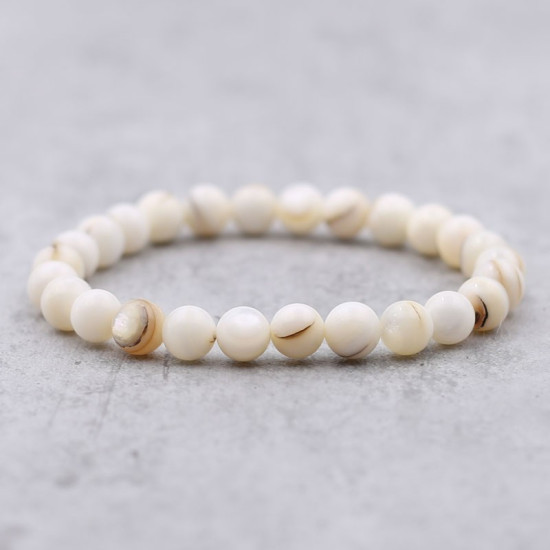 Bracelet coquillage blanc - perles de 8mm