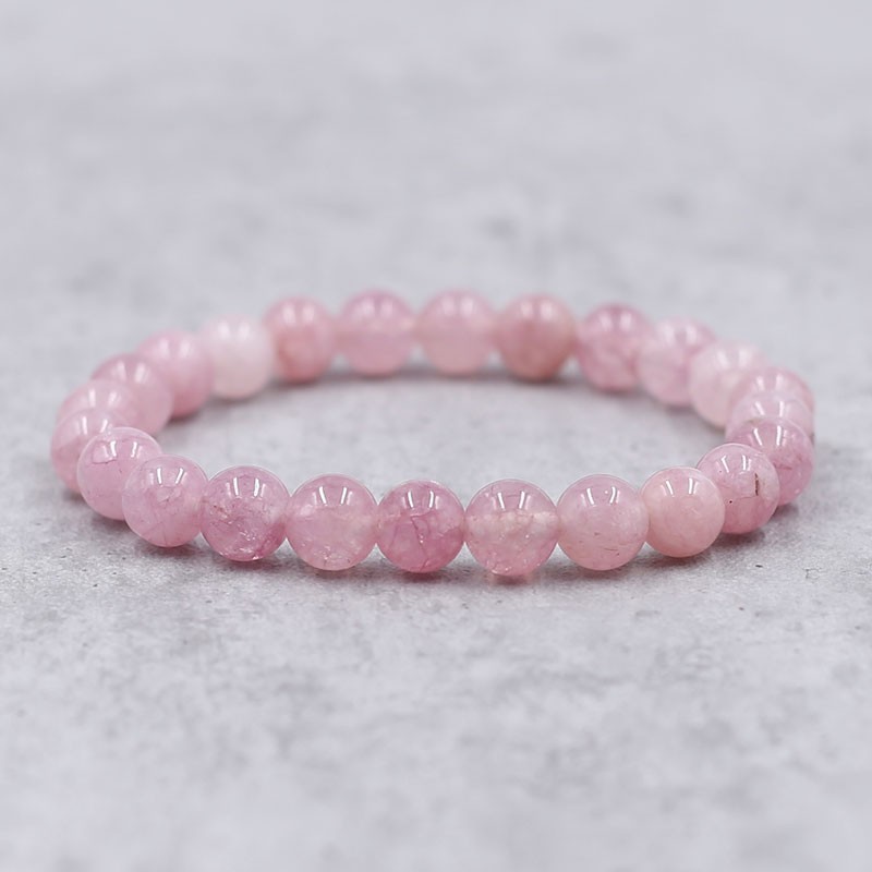 Bracelet tourmaline rose - perles en pierre de 8mm