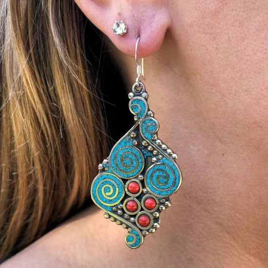 Boucles d'oreilles tibétaines Sapana