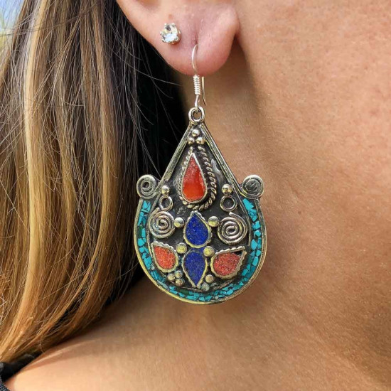 Boucles d'oreilles tibétaines Jagarana