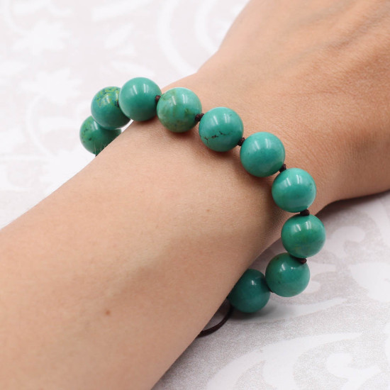 Bracelet de 13 grosses perles en pierre turquoise