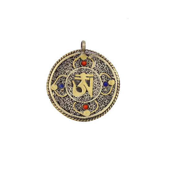 Médaille Om tibétain bouddhiste en laiton