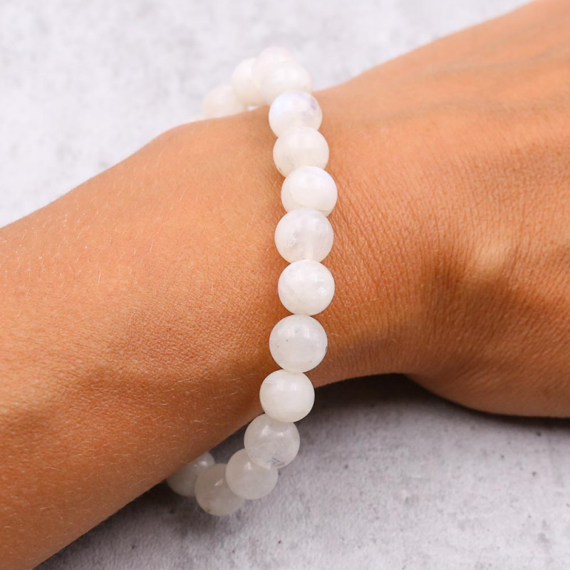 Bracelet Pierre de lune naturelle blanche et Labradorite, perles 6 mn -  JOJUCADEAUX