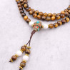 Collier mala tibétain 108 perles en pierre oeil de tigre