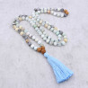 Mala tibétain 108 perles en pierre amazonite multicolore