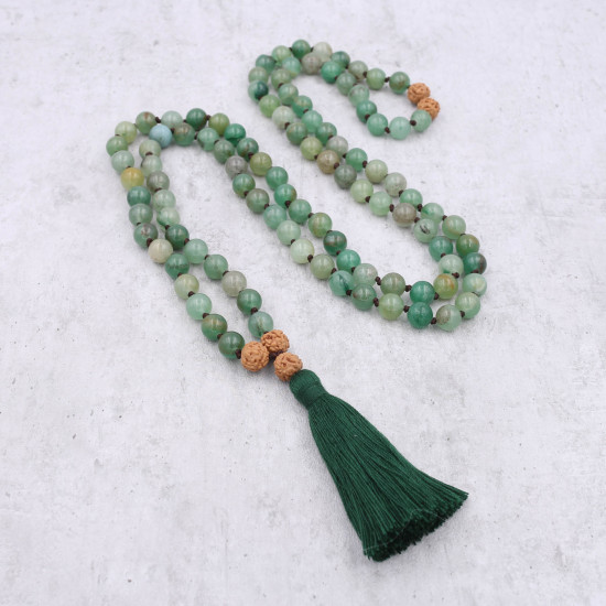 Mala 108 perles en pierre de jade de Birmanie