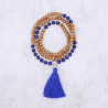 Collier mâlâ tibétain en bois de santal et pierre lapis-lazuli