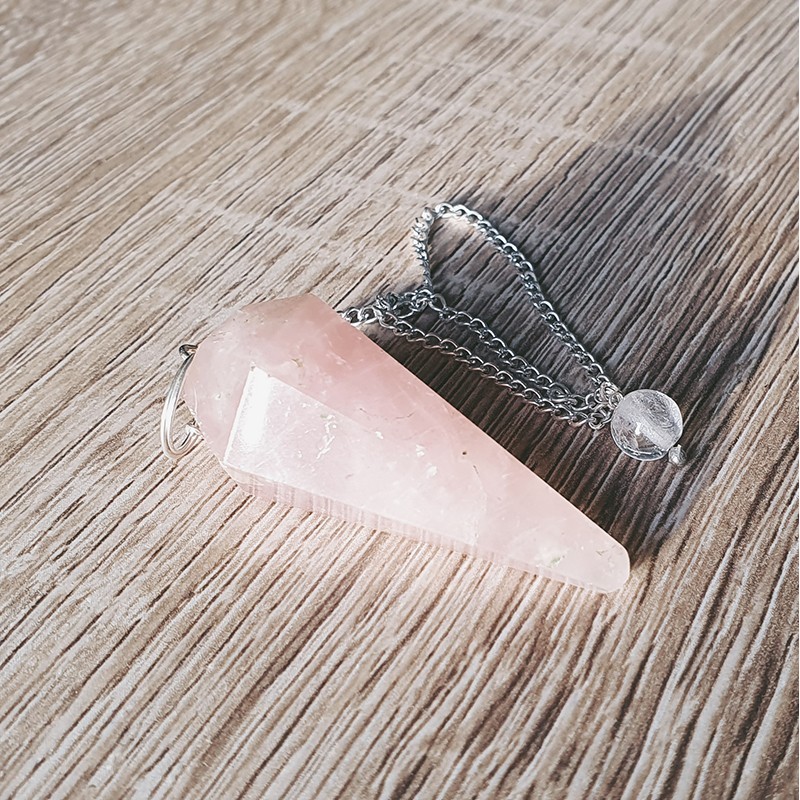 Pendule cône quartz rose