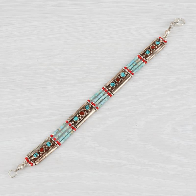 Bracelet Mero Srimati en turquoise et corail