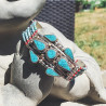 Bracelet tibétain Firoza akasa en turquoise et corail