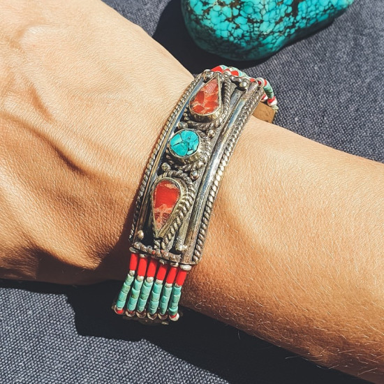 Bracelet Firoza Prema en turquoise et corail