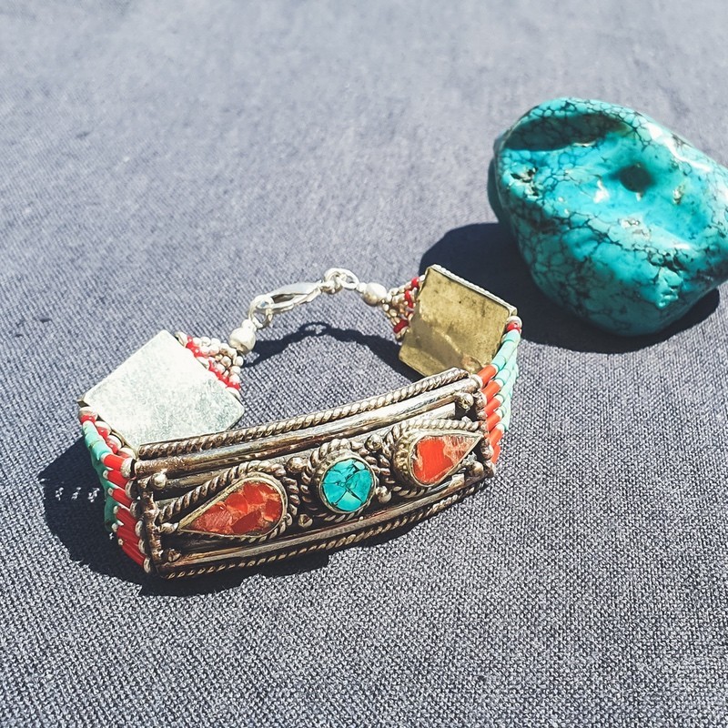 Bracelet Firoza Prema en turquoise et corail