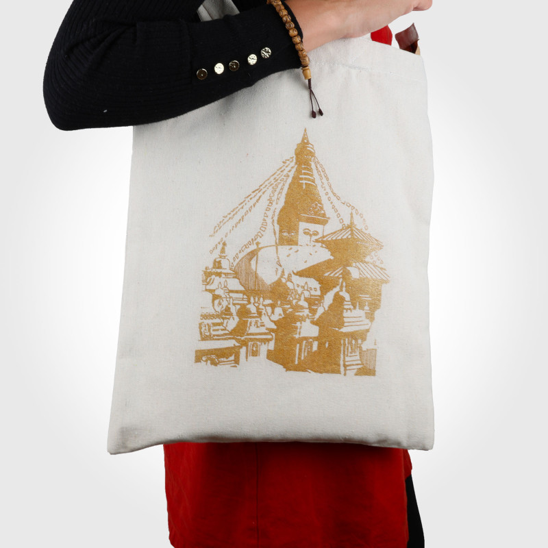 Tote bag coton - Stupa de Swayambunath doré