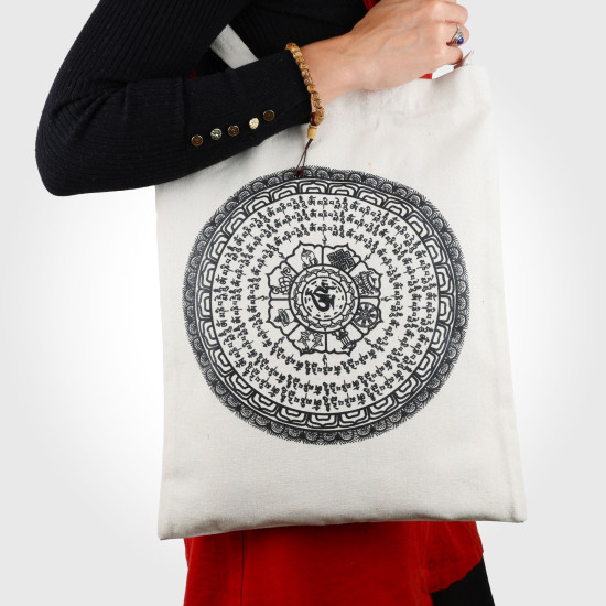 Tote bag en coton - Mandala noir