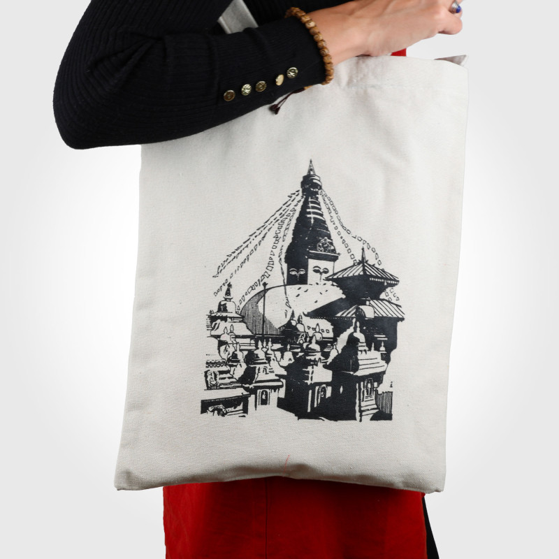 Sac 100% coton - Stupa de Swayambunath noir