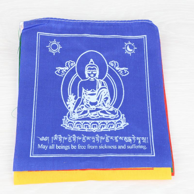 Drapeaux de prières tibétains - les 5 bouddhas - 14x16 cm