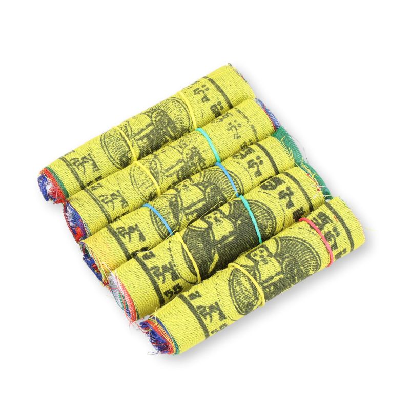 Paquet de 5 drapeaux tibétains en polyester - 8x7 cm - 80 cm