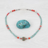 Collier tibétain "Dawa" en turquoise et corail