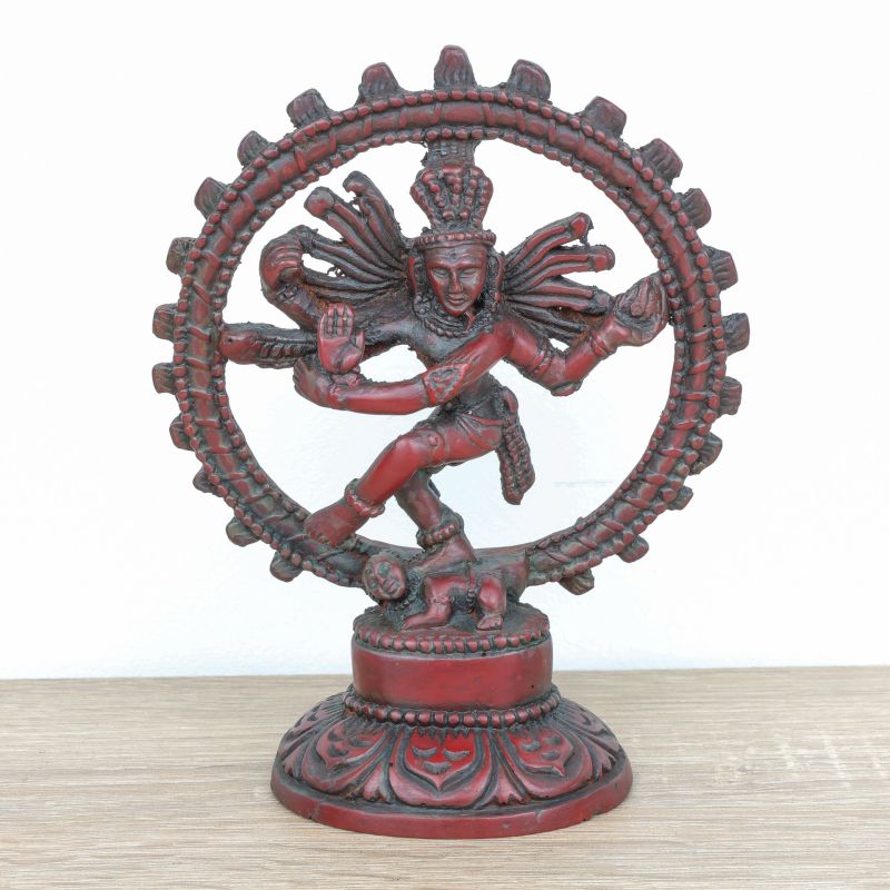 Sculpture de Shiva dansant en résine rouge - 14 cm