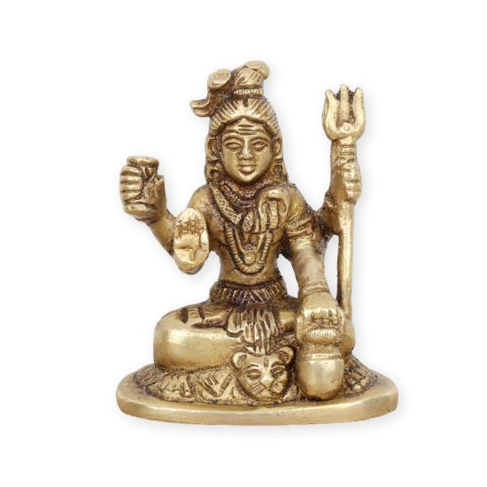 Statuette de Shiva à 4 bras en laiton - 7,5 cm