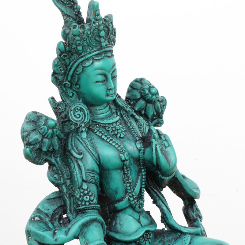 Statue de la déesse bouddhiste Tara la verte - 20,5 cm