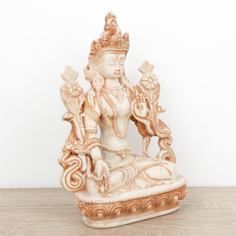 Statue Tara blanche en résine - 20 cm