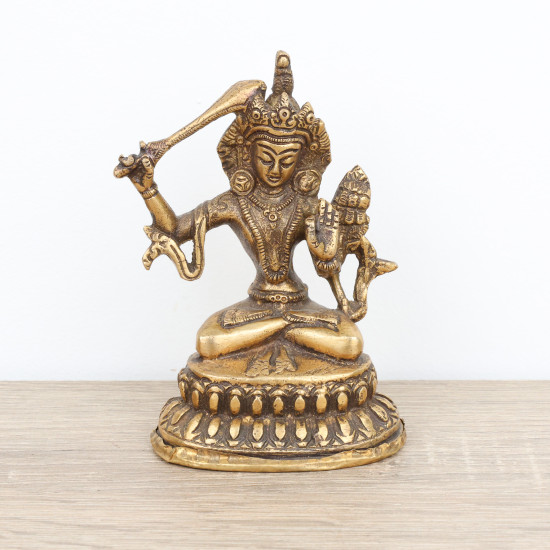 Petite statue de Manjushri en laiton - 10 cm - 278 gr