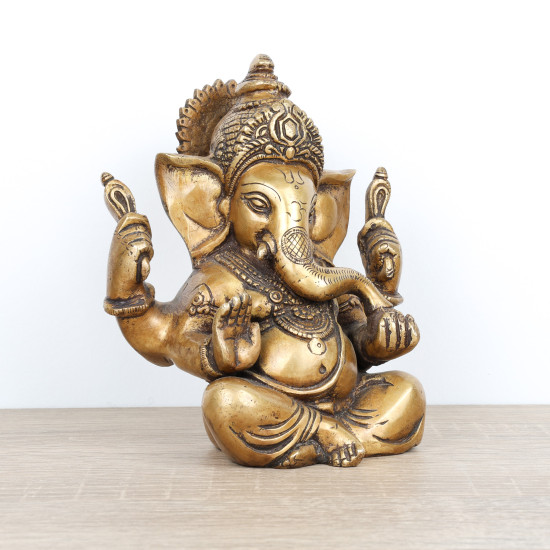 Ganesh sculpture du dieu indien en laiton - 15 cm
